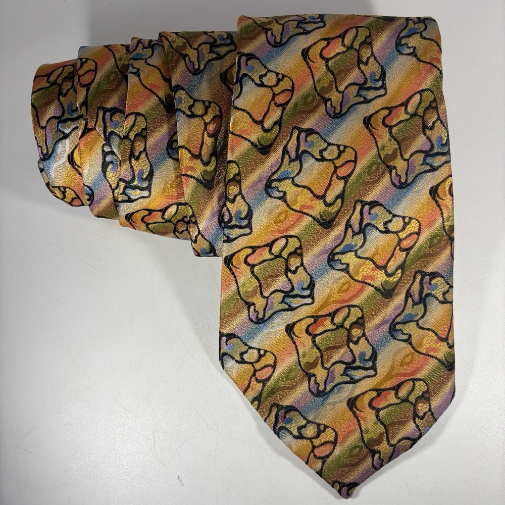 Vintage Colorful Psychedelic‎ Abstract Laureate Polyester Neck Tie 58" Hippie